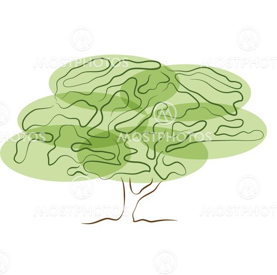 stylized tree silhouette isolated on white background
