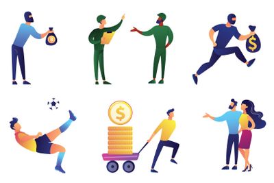 People with different occupations vector illustrations set.