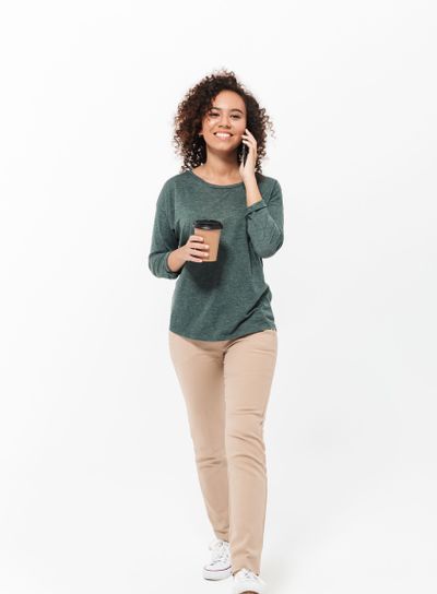 Full length of a happy young african woman