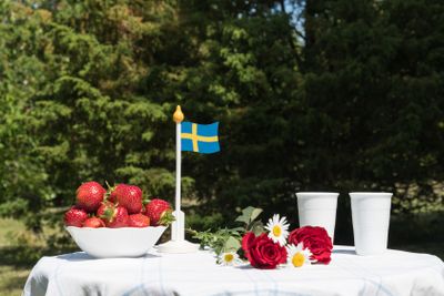 Swedish summer decorated garden table