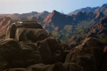 Panoramic view of a stunning mountain range with rocky...