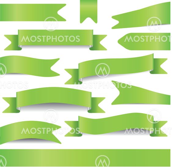 set of green ribbons