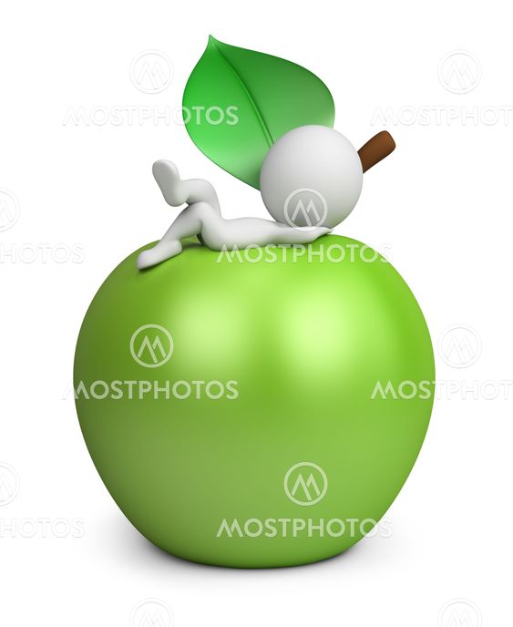 3d small people - lying on an apple
