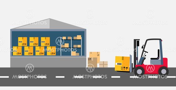 Warehouse and Stackers Flat Design