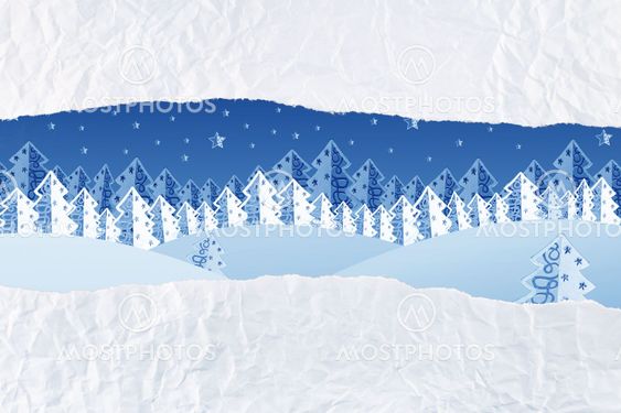 Christmas night winter scene as an unwrapped gift
