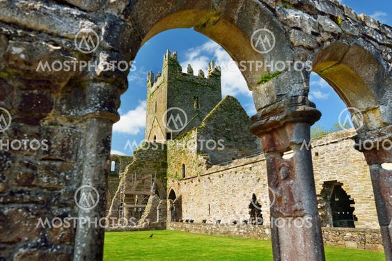 Jerpoint Abbey, a ruined Cistercian abbey, located near...