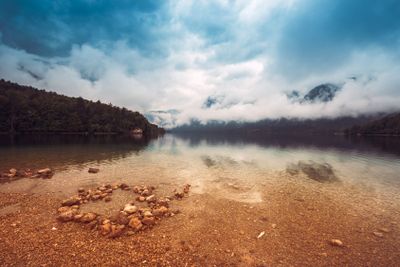 Moody sky over Bohinj lake