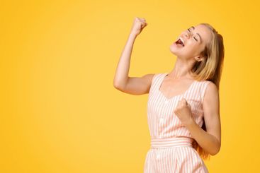 Quarantine Is Over. Overjoyed Girl Emotionally...