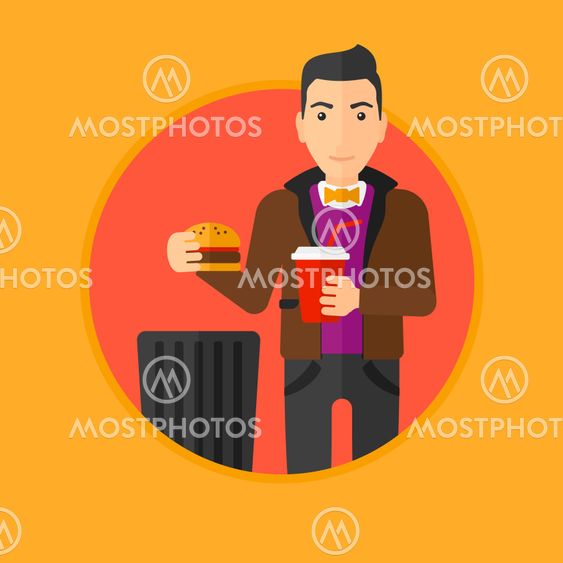 Man throwing junk food.