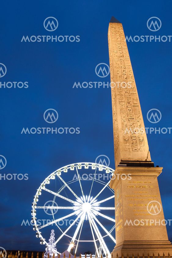 Obelisk of Luxor and big wheel, Concordia square, Paris, France