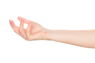 Elegant outstretched hand against a plain background...