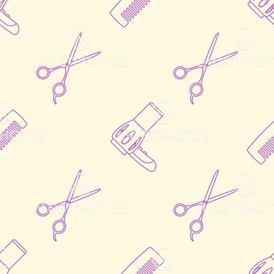 deco hairdresser tools seamless pattern