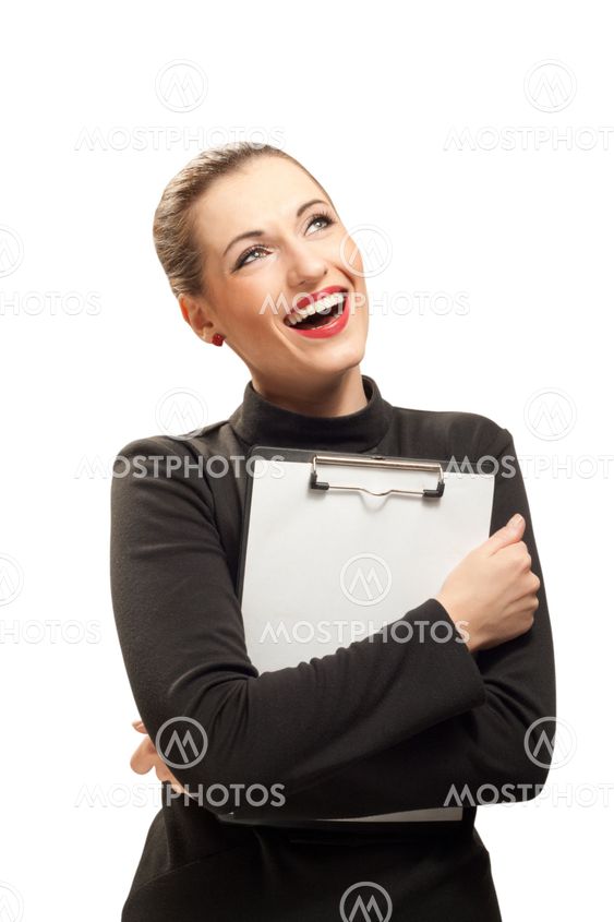 Happy businesswoman isolated on white