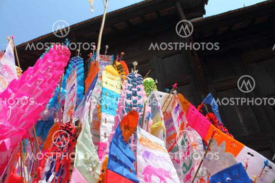 Color paper flag for Buddha worship
