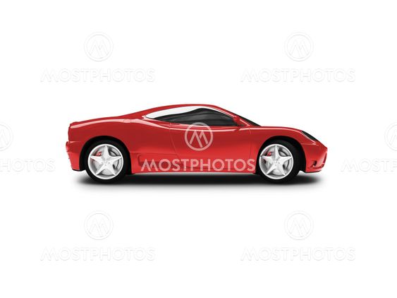 isolated red super car side view