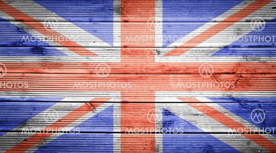 Wood texture background with colors of the flag of Great Britain