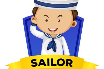 Occupation wordcard with sailor