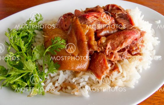 Thai stewed pork leg with rice (Kao Ka Moo)