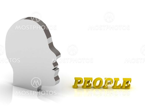 PEOPLE bright color letters and silver head mind