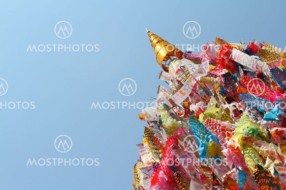 Color paper flag for Buddha worship