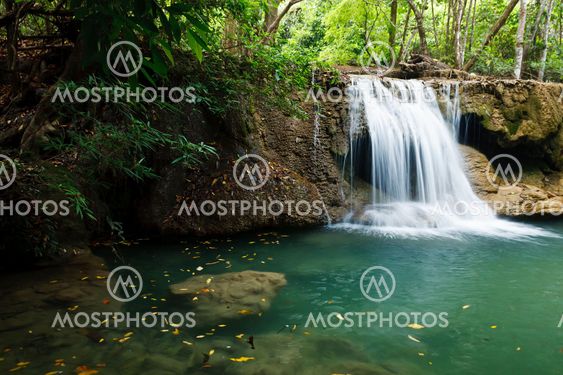 Waterfall in National Park , Kanchanaburi Province , Thailand