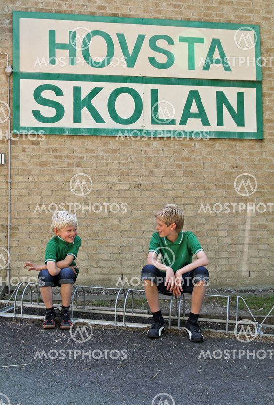 Two boys outside school 1