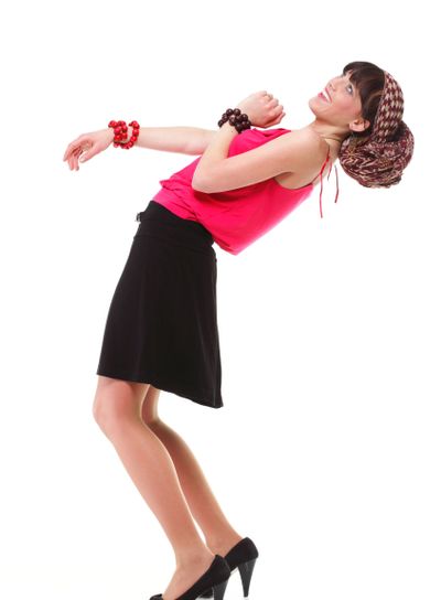Full length woman in a turban isolated