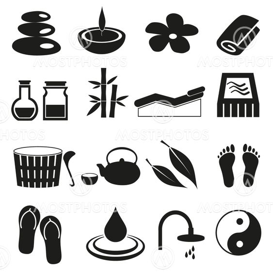 spa and relaxation simple black icons set eps10