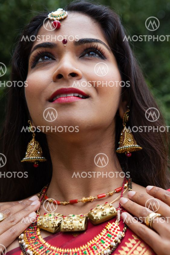 Elegant Indian Bride in Cathedral Hallway