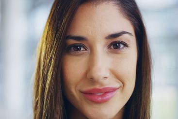 Portrait, beauty and woman with makeup, smile and...