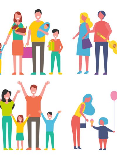People Families Icons Set Vector Illustration