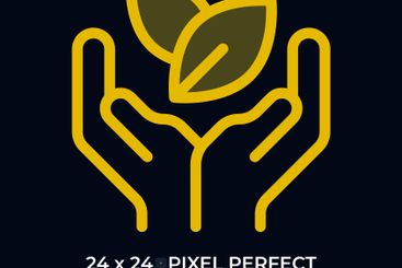 Leaves in protecting hands dark color ui icon