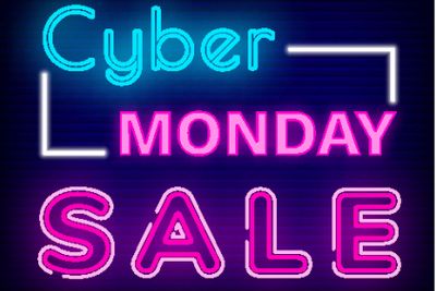 Cyber Monday Sale Neon Sign on Brick Background