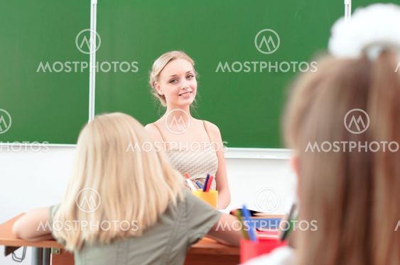 young teacher in the classroom