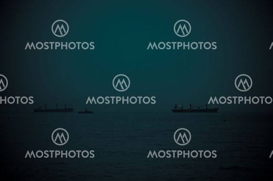 Industrial ships at dusk