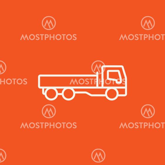 Dump truck line icon.