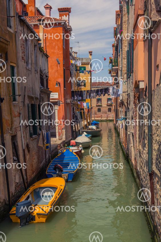 Venice canal with gondolas