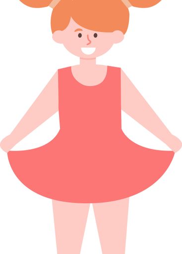 Full length vector illustration featuring a cheerful red...