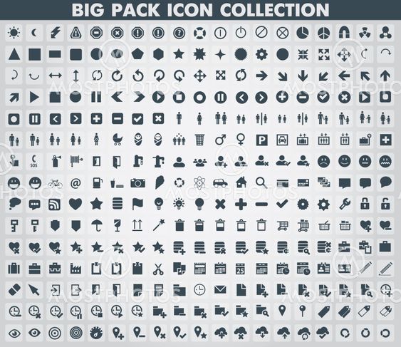 Collection of flat web and mobile icons and symbols, vector