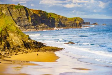 Asturias coast with Carniciega beach in Spain.