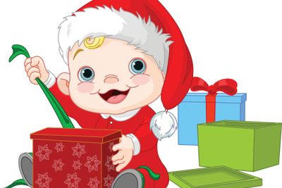 Christmas baby open gift