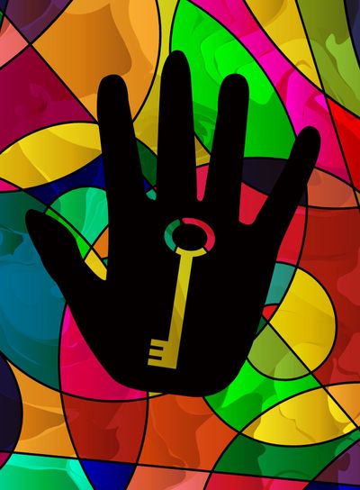 abstract colored image of dark hand