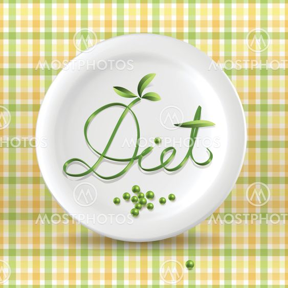 Green menu word on plate