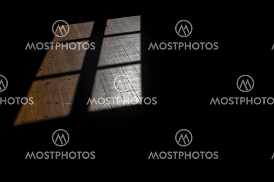 Shadow of window on old wooden floor as background