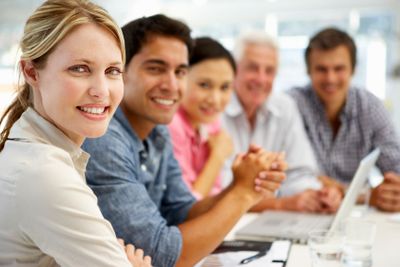 Mixed group in business meeting