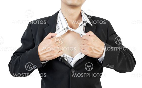 business man tearing off his shirt