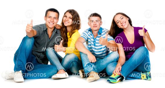 group of young people with thumbs up