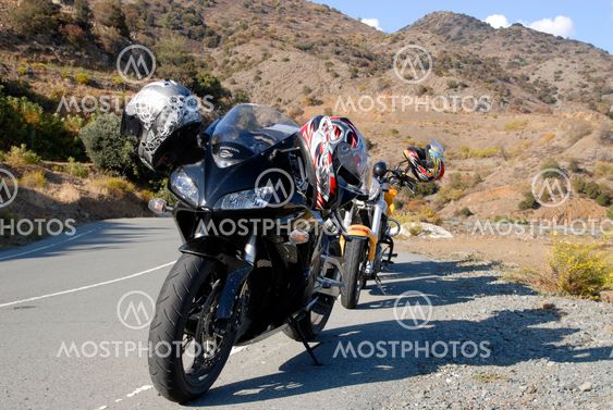 Motorcycles in mountains