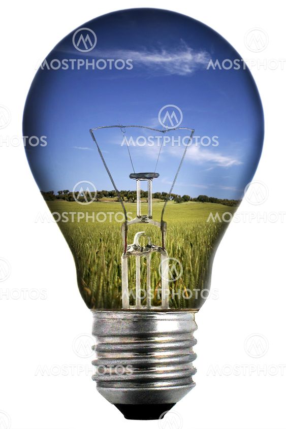 light bulb with landscape inside - environmental concept