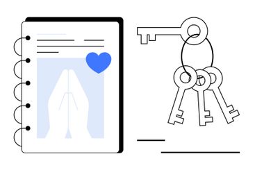 Notebook with prayer hands and a heart symbol alongside...